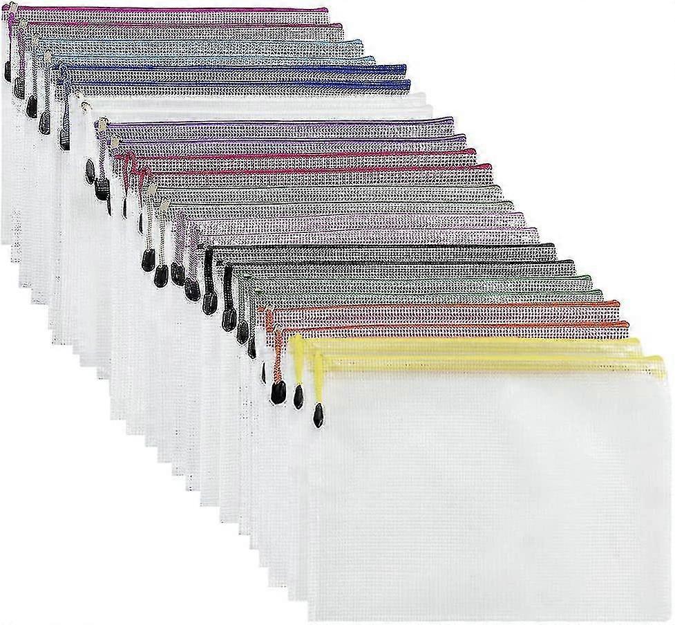 Plastic Wallets - 24 Pcs Plastic Folders Document Wallets A5 Ziplock Bags Plastic Pockets