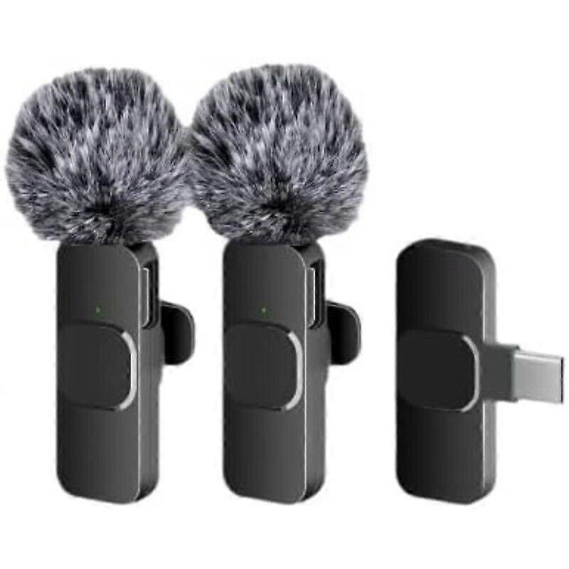 2 Pcs Wireless Microphone for iPhone,Android:Lavalier Microphone with Windscreen