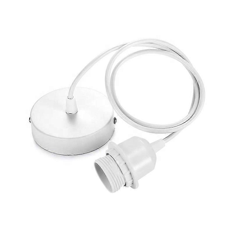 E27 pendant lamp with screw ring, 100 cm adjustable textile cable, lampshade compatible with pendant lamp, ideal socket for kitchen pendant lamp, whit