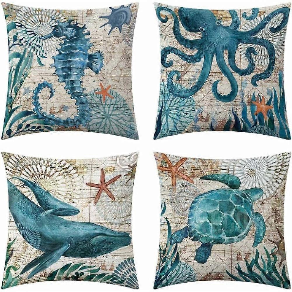 4-pack summer colorful decorative pillowcases
