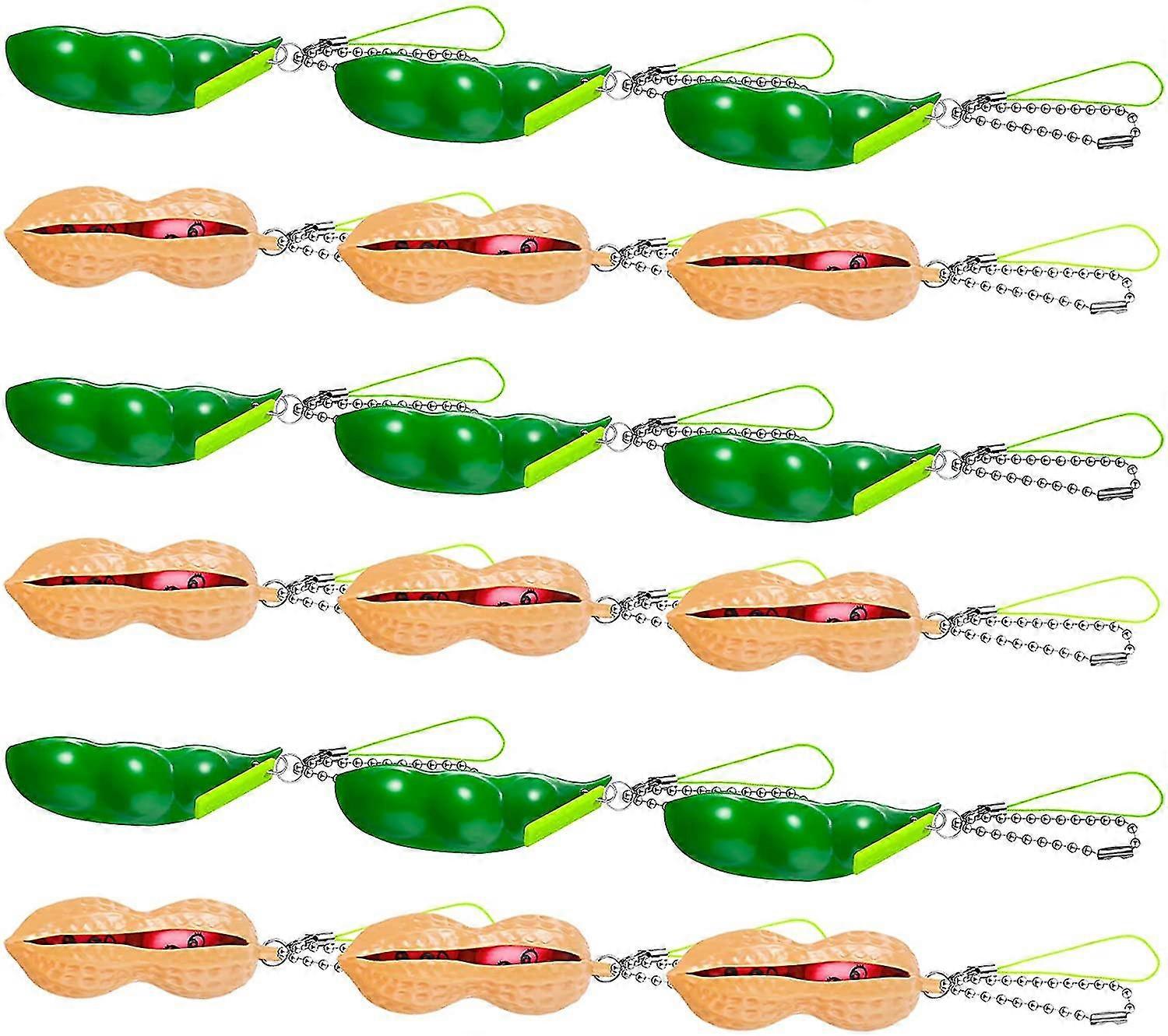 18 Pieces Peanut Peas Squeeze Toy Funny Edamame Soybean Keychain For Reducing Stress Fidget Toy