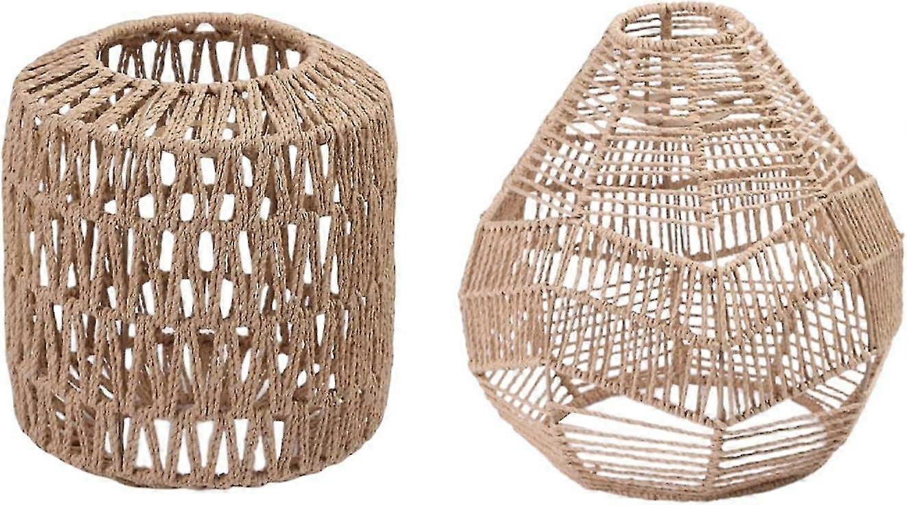 2pieces Pendant Lamp Shade Wicker Chandelier Cover Ceiling Light Shade
