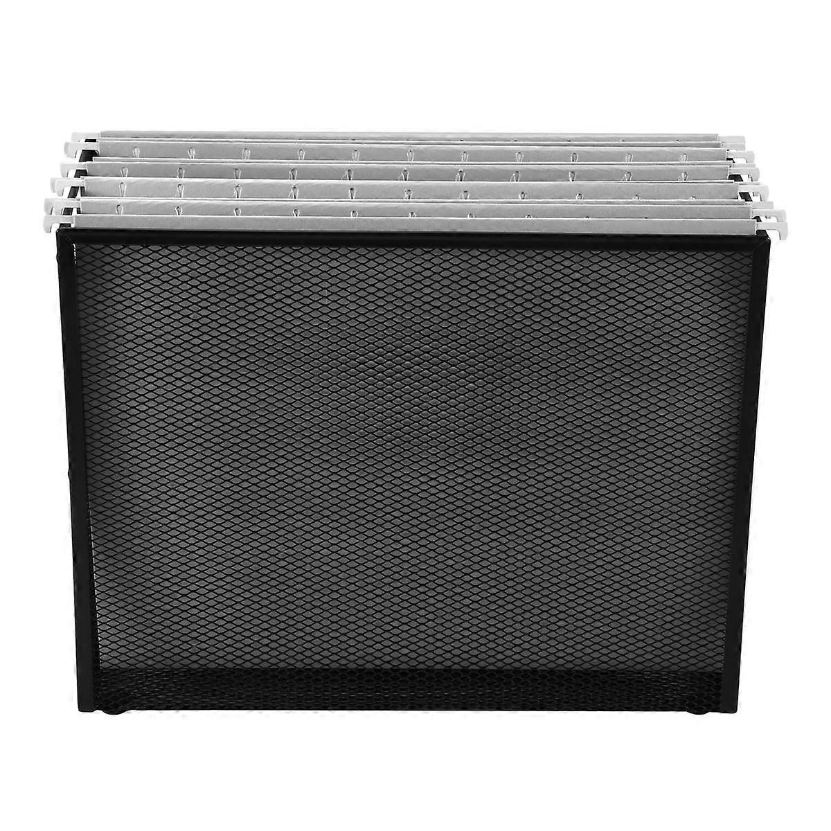 Hanging File Organizer Filing Box,Metal Mesh File Crate Desk Organizer Magazine Holder with 5 Hangi
