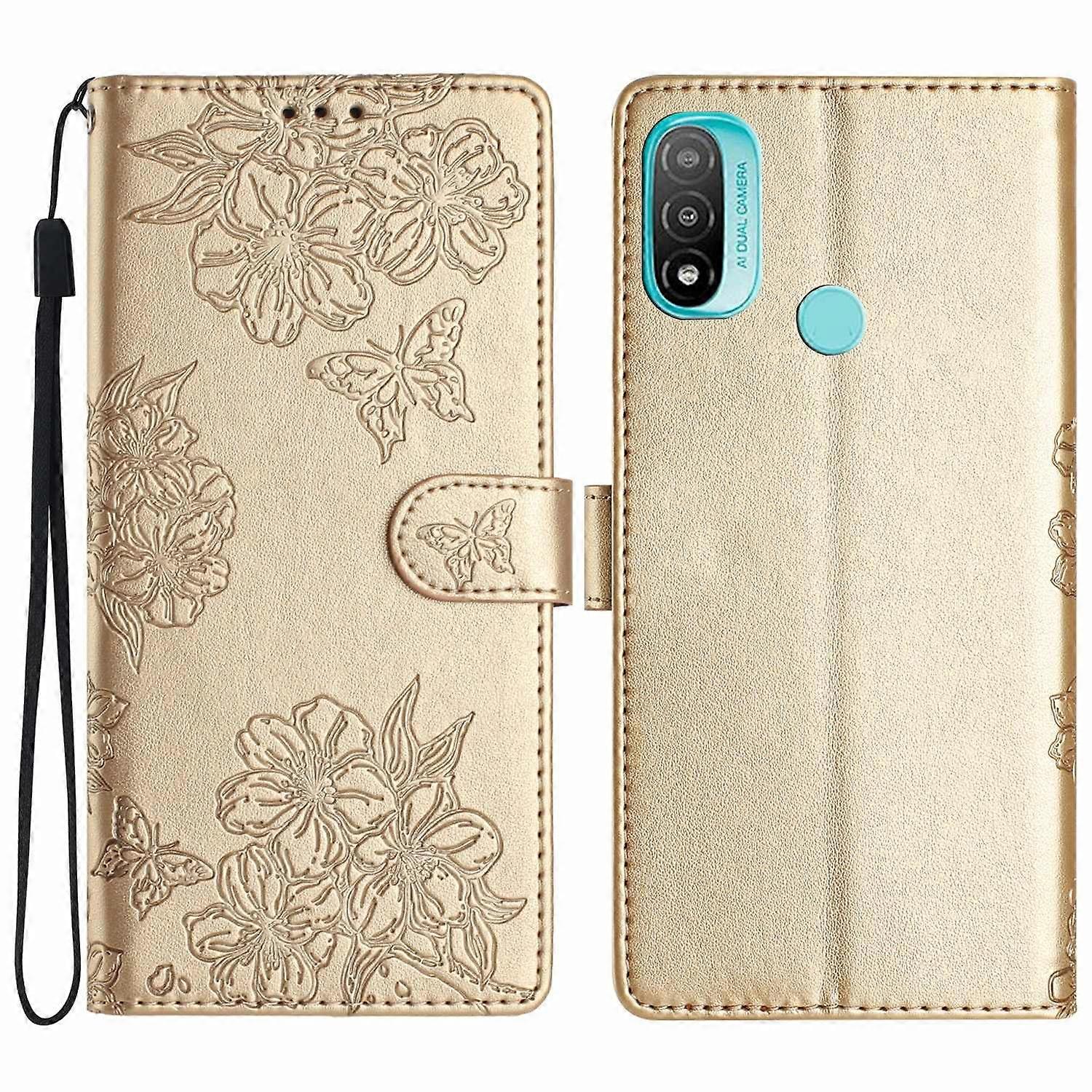 Coque PU fleur de cerisier pour Motorola Moto E20 / E30 / E40