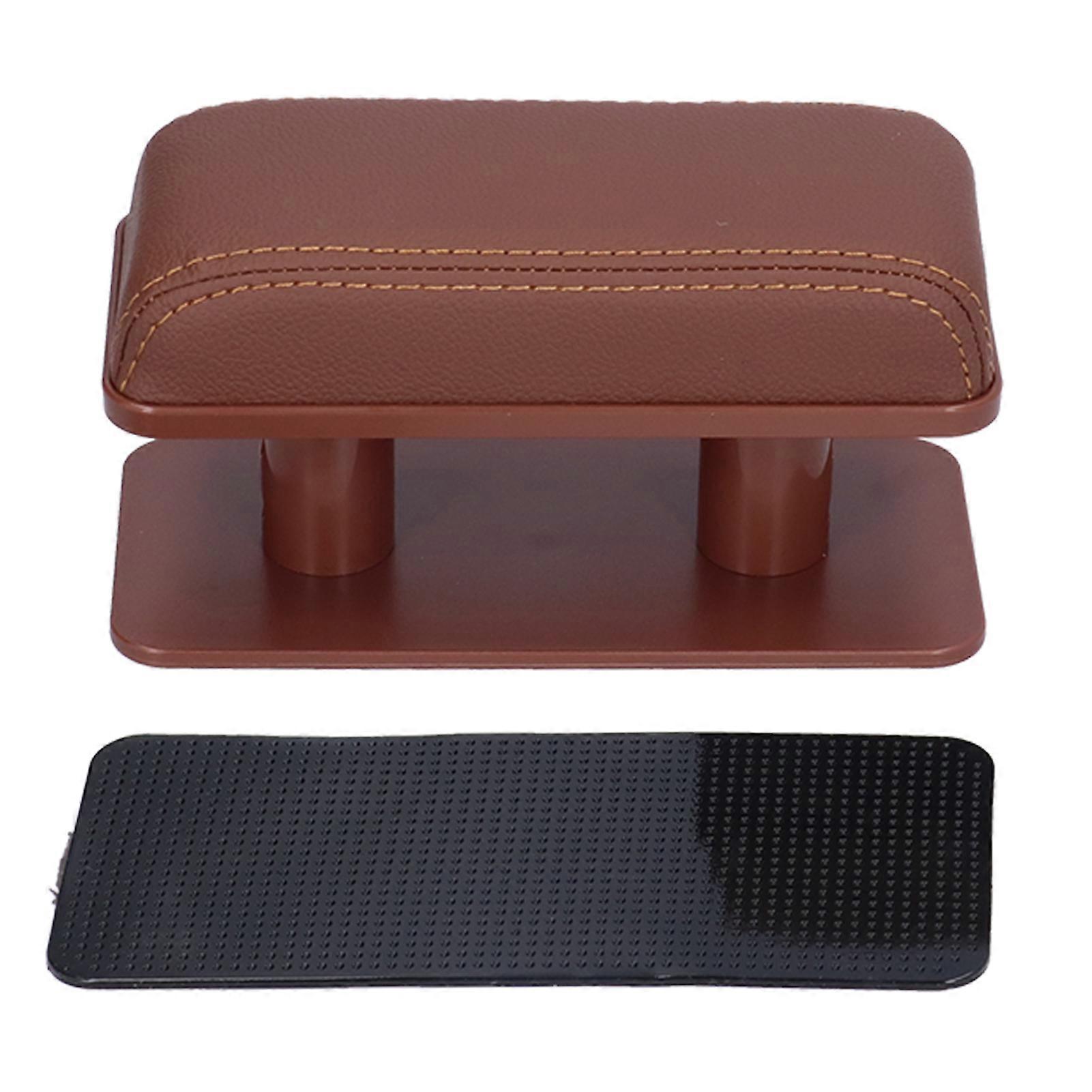 Car Adjustable Armrest Left Elbow Support Bracket Pad AntiFatigue AntiSlip Automobile Inside Modification(Brown )