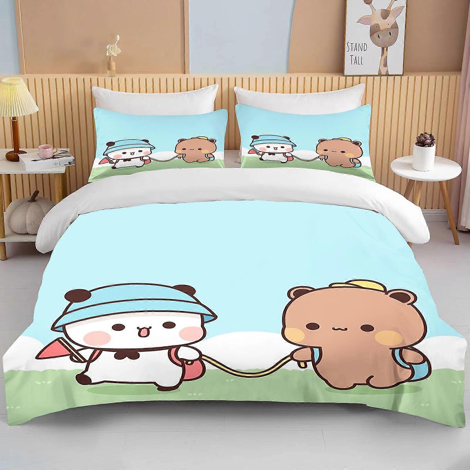 a17 Lakan Nya Bubu Dudu Tecknad Söt Björn Kawaii Julklapp Twin Dubbelsängkläder Barn Sängkläder Set Mikrofiber eller polyester påslakan Lakan