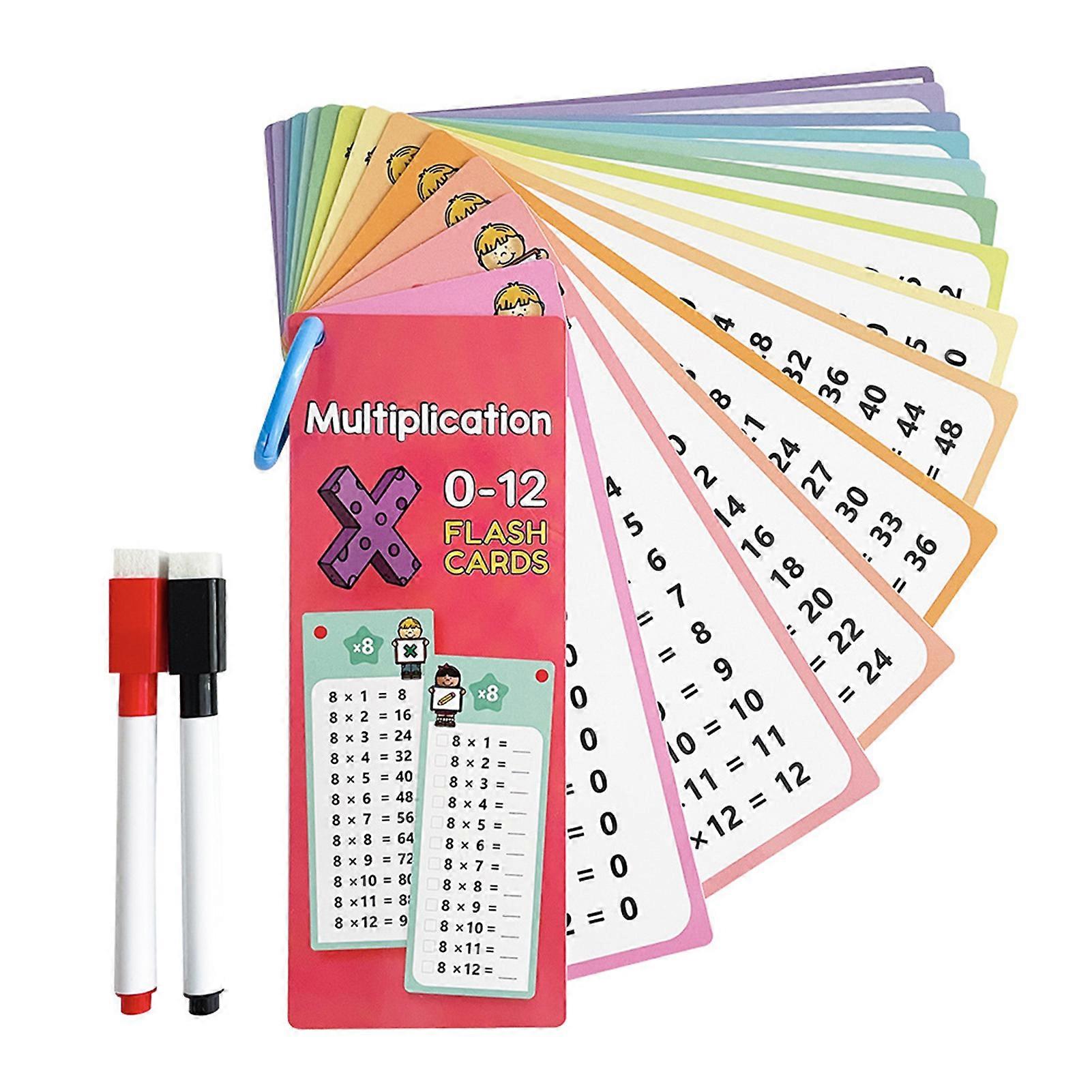 Math Flash Cards for Kids 1-12 Multiplication Table Cards Child Math Skill Development Supplies Kit with 2 Pens