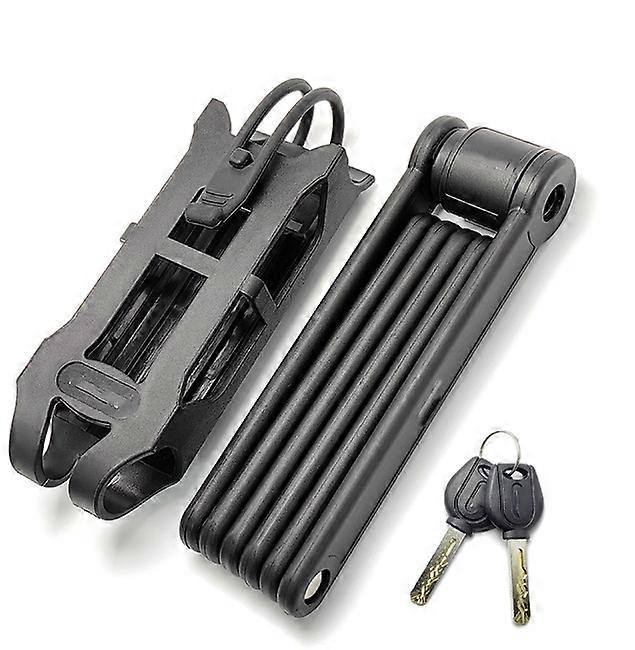 Foldable Bike Lock with Bracket, Hinged Lock, Hardened Steel, with Pocket and 2 Security Keys, Black