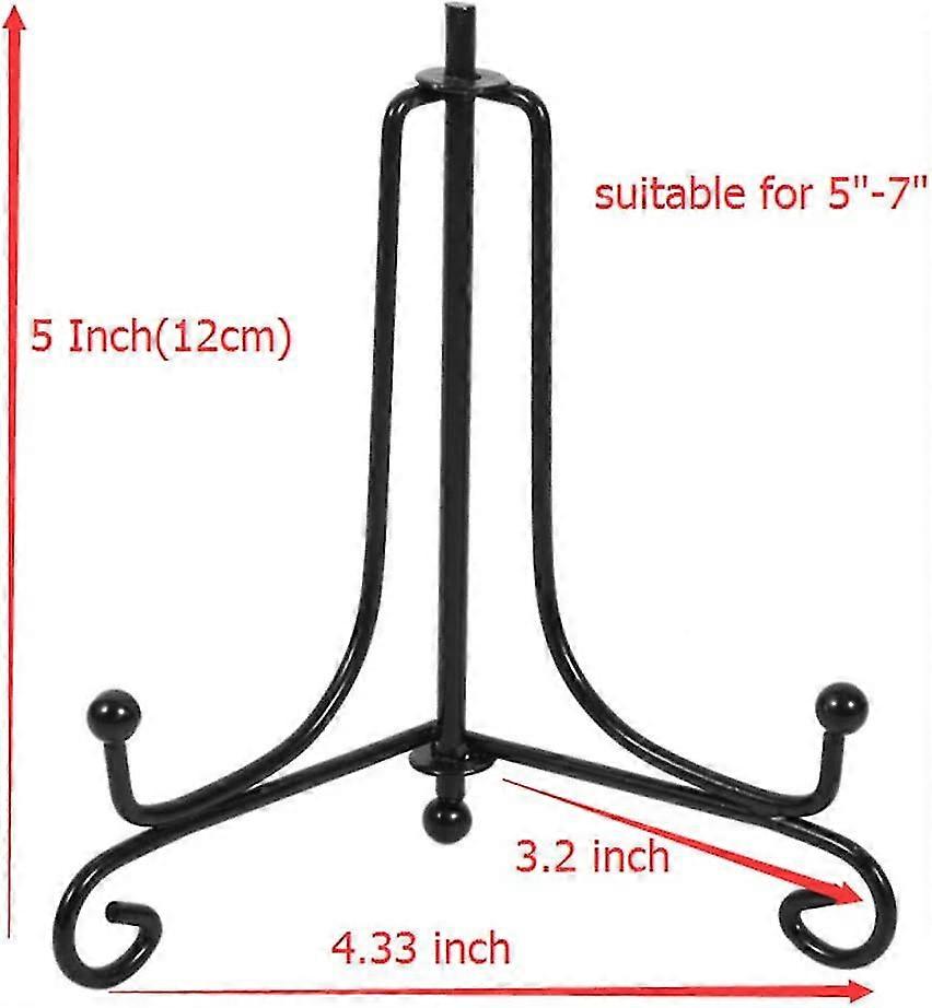 2 Pack Iron Display Stand, Black Iron Easel Plate Display Photo Holder Stand, Displays Picture Frames, Decorative Plates,tablets And Art 4 Inch