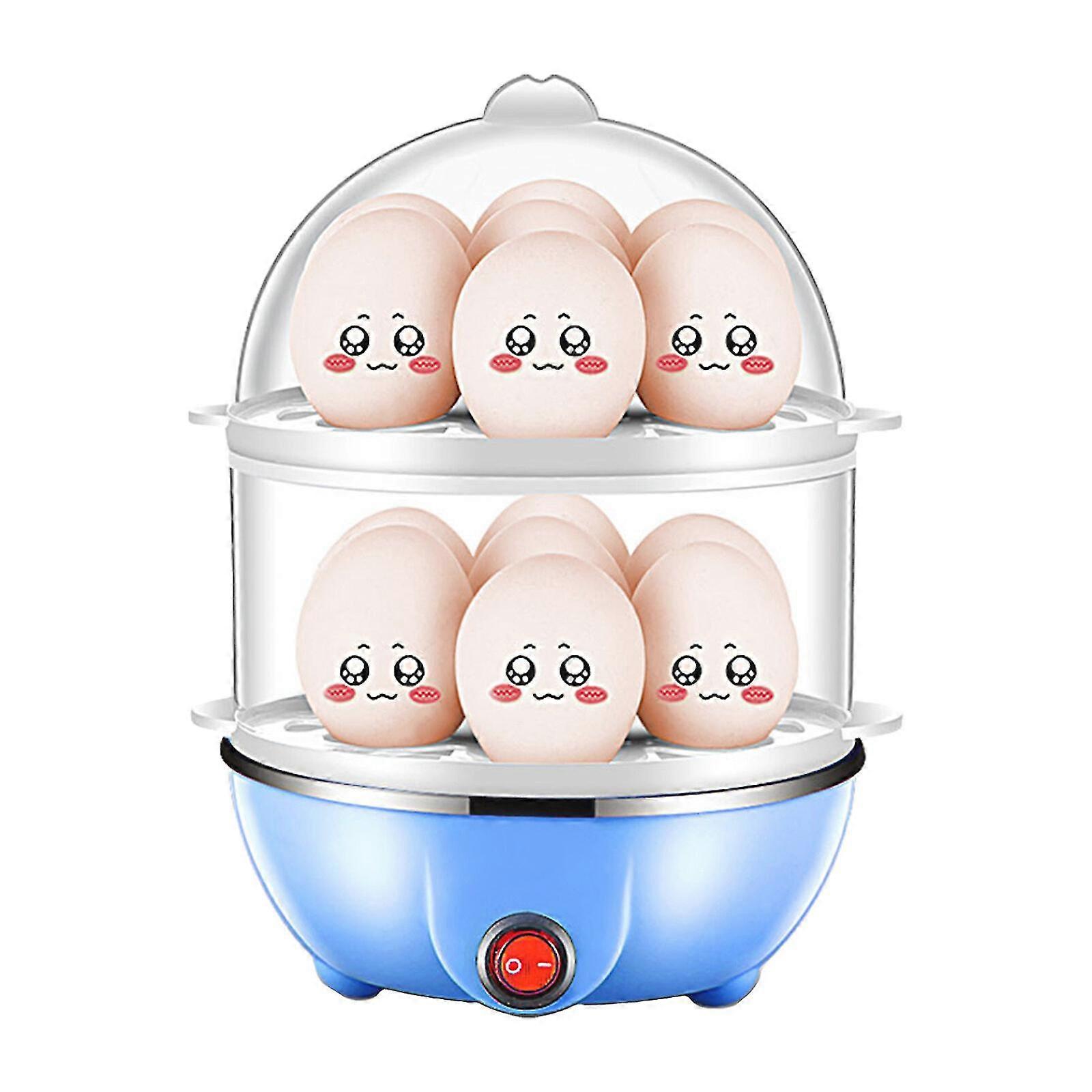 Double Layer Egg Cooker 14 Egg Capacity Hard Boiled Egg Cooker Anti-dry Electric Egg Boiler With 40ml Measuring Cup Steam Vegetables