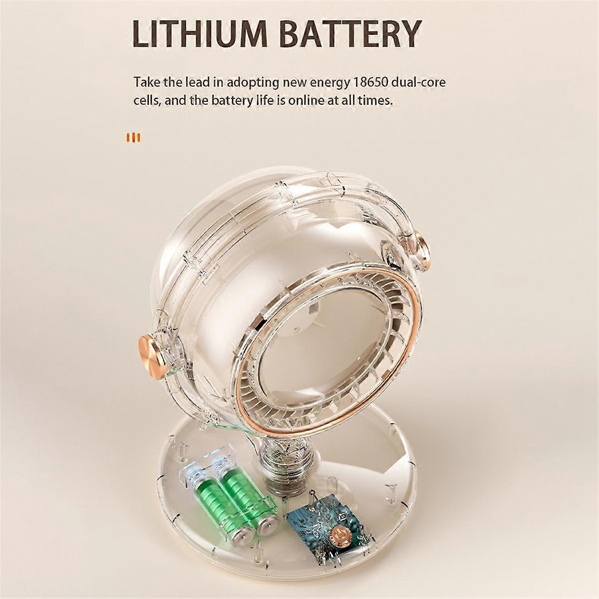 Vertical Fan Multi-Function 2400MAh High-Capacity Lithium Battery High Efficiency Continuous Portable Fan,Beige