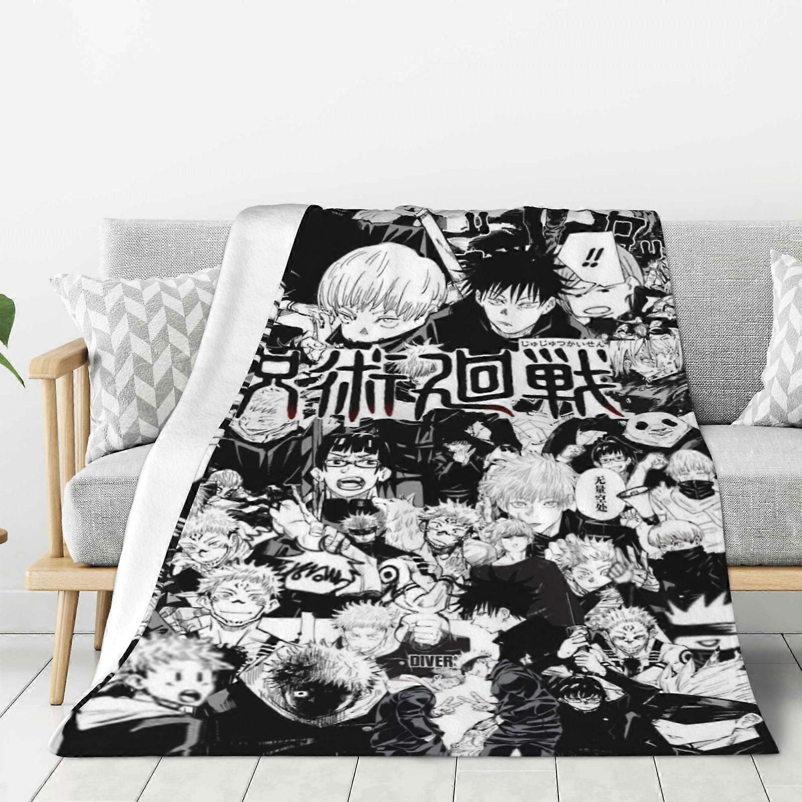 Jujutsu Kaisen Flannel Blanket 3d Printing Anime Throw Blanket Unisex Super Soft Plush Blanket For Bedding Sofa 40"-KDE33575
