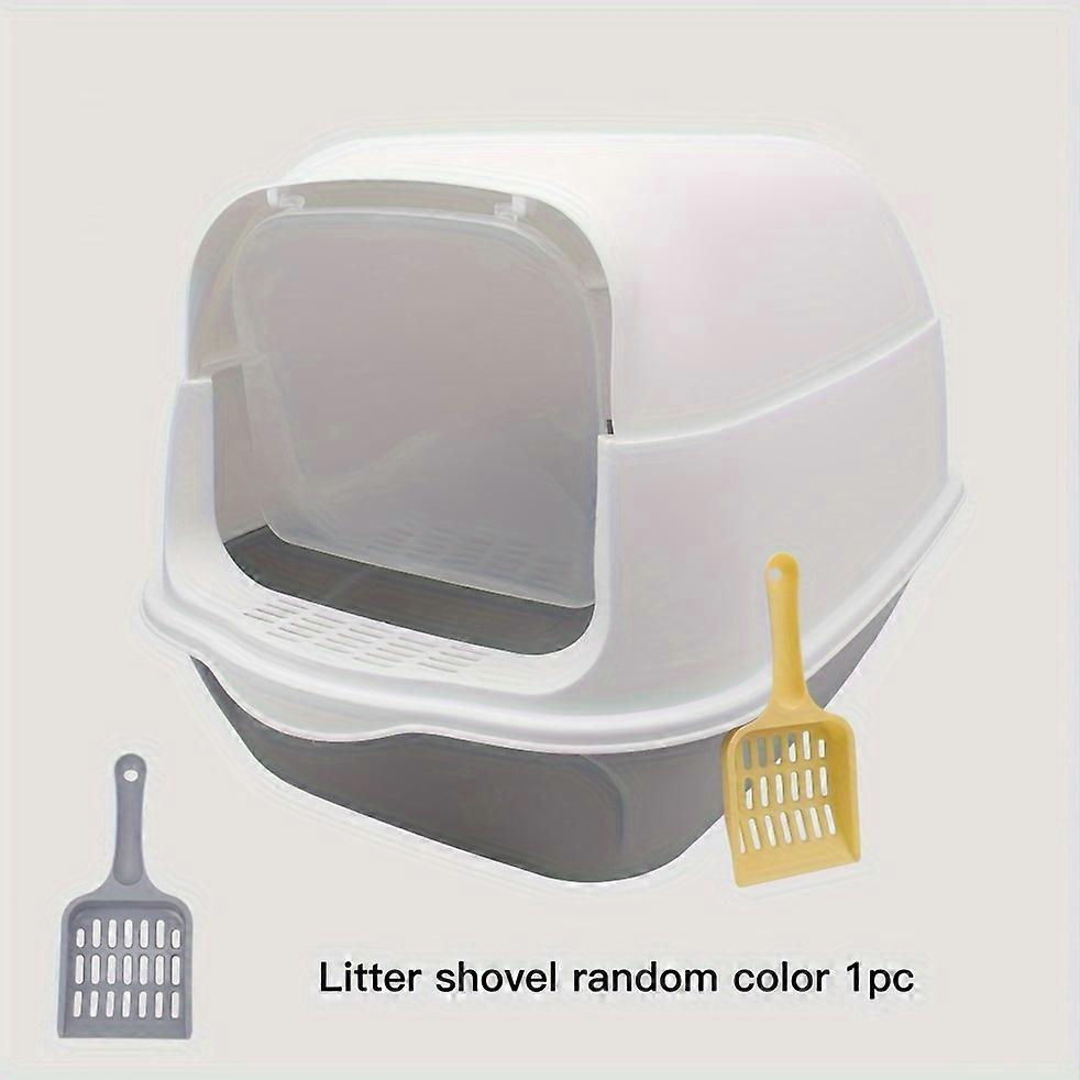 Cozy Cat Haven - Fully Enclosed Litter Box with Integrated Scoop - Perfect for Small & Medium Cats