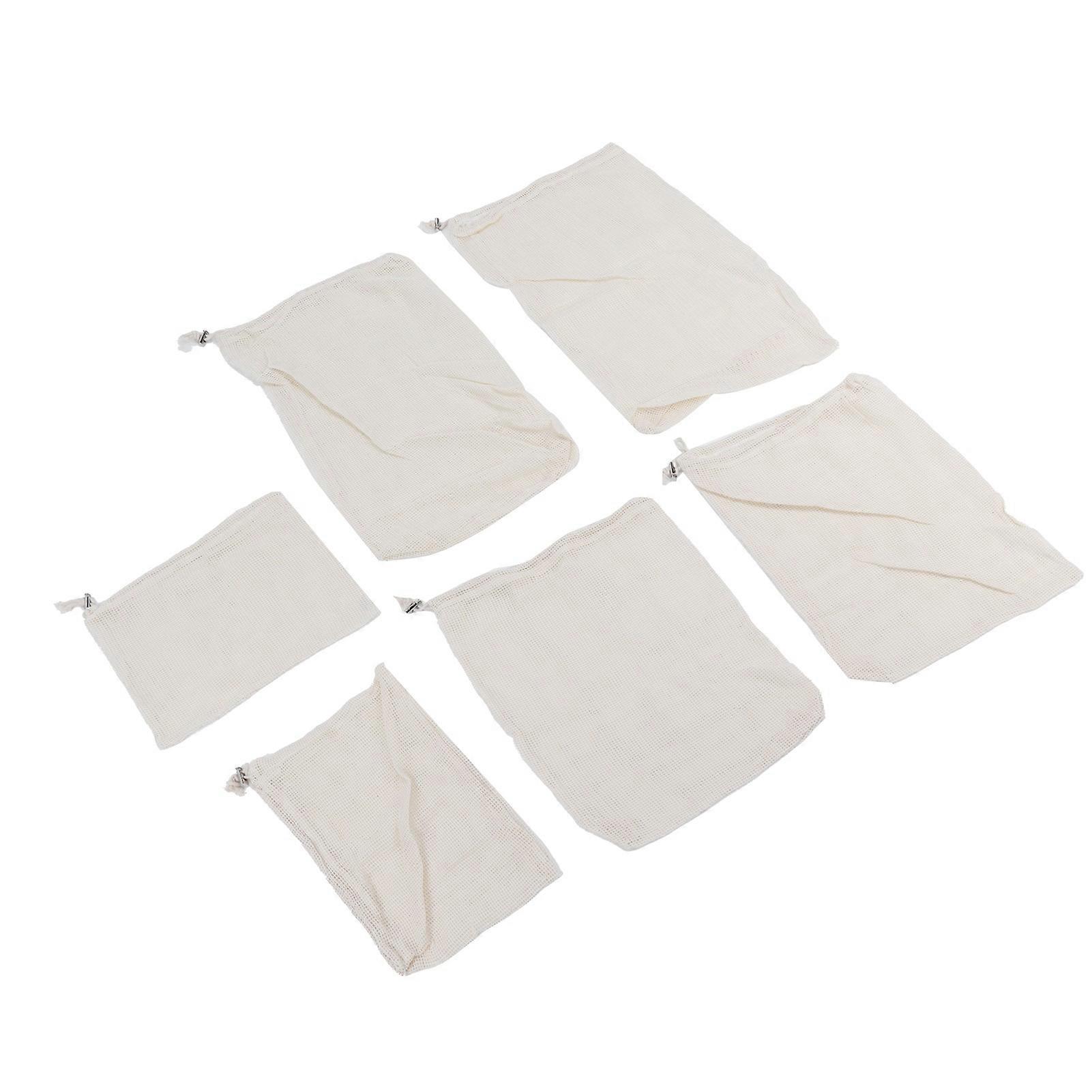 6PCS Reusable Mesh Fruit Drawstring Grocery Storage Bag