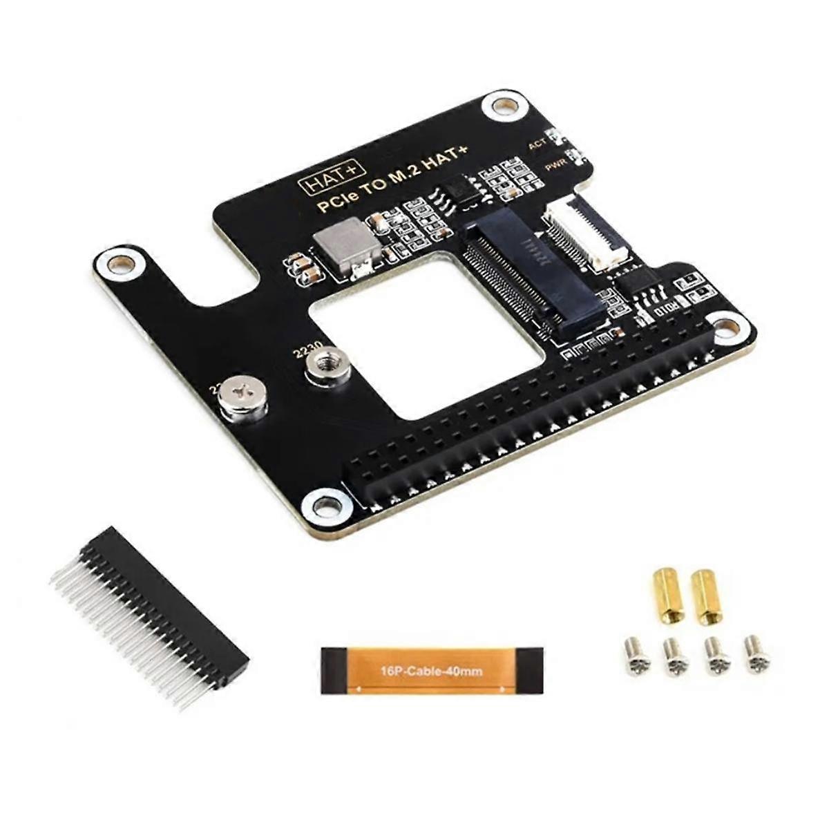For 5 PCIe to M.2 HAT NVME High Speed Expansion Board with 16P Cable GPIO Header Support Active Coo