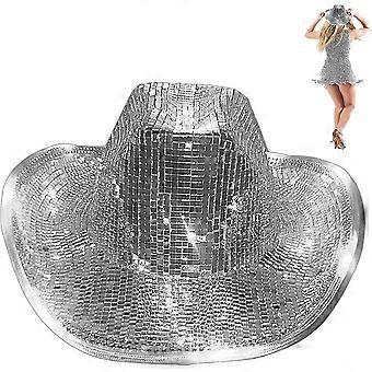Disco Ball Cowboy Hat, Mirrored Ball Cowboy Hat, Bachelorette Bachelor Party Hat,100% New