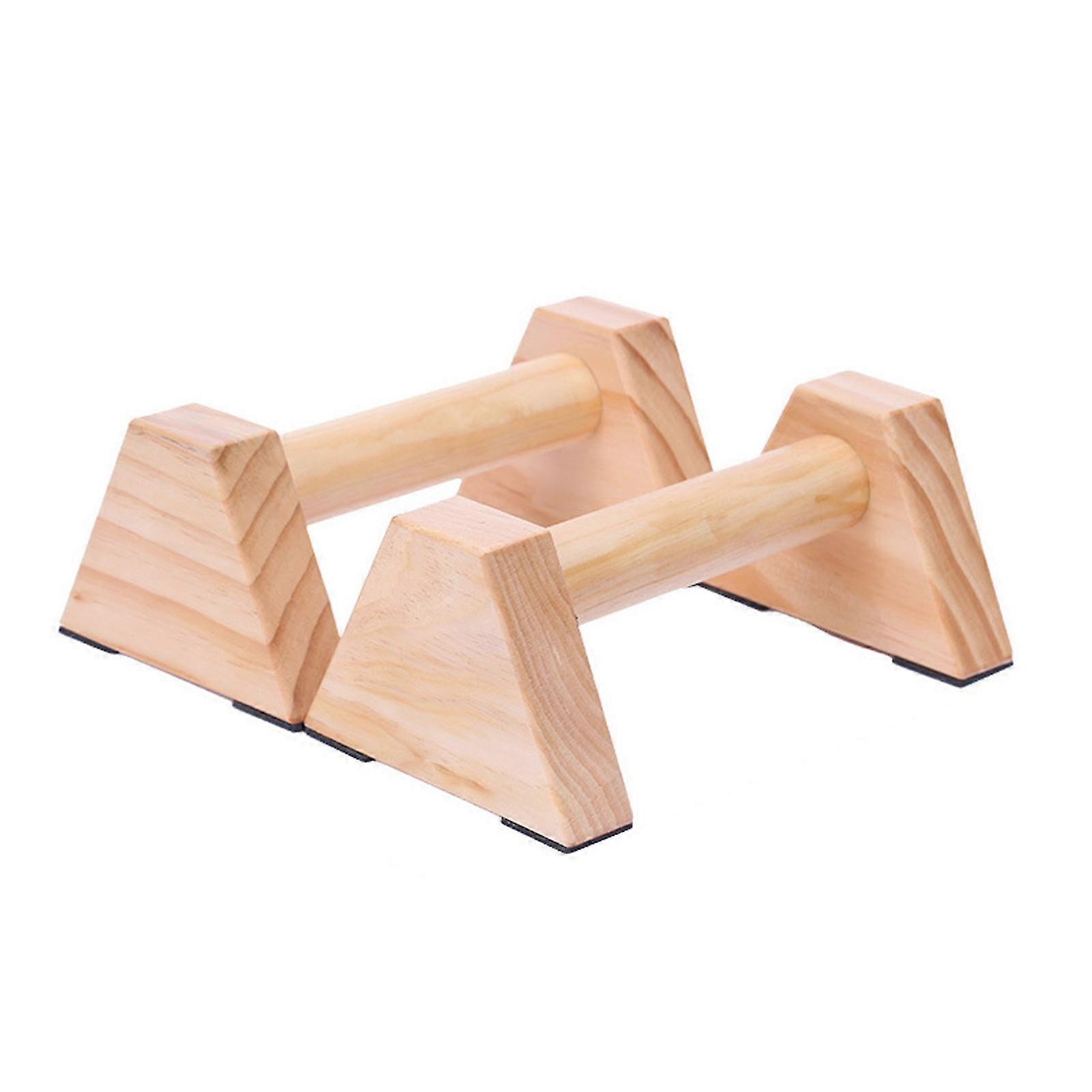 1 Pair Wood Push-up Bar Bold Handle Portable Quadrangle Design Parallettes Bar For Body Building 30cm
