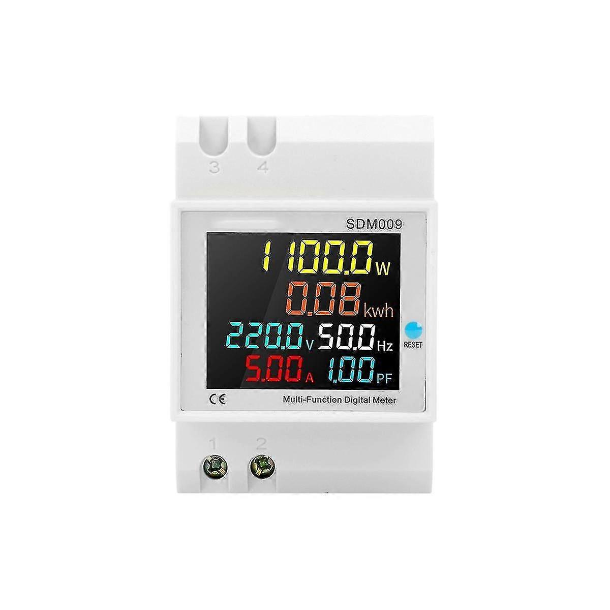 Sdm009 Rail Single-phase Digital Display Voltage Current Frequency Power Factor Electric Multi-func