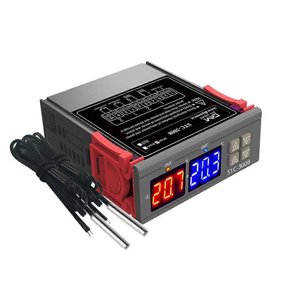 STC-3008 3018 3028 AC Dual Digital Temperature Controller Hygrometer Heating Cooling Two Relay Output