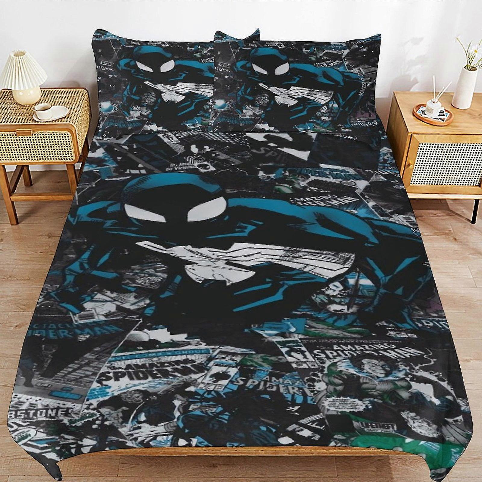 Påslakanset WY594 Spider-Man Sängkläder Ultra Mjuk hudvänlig Påslakan 3 delar, Söt Täcke Täcke Bäddset ( 1 påslakan + 2 örngott) Z