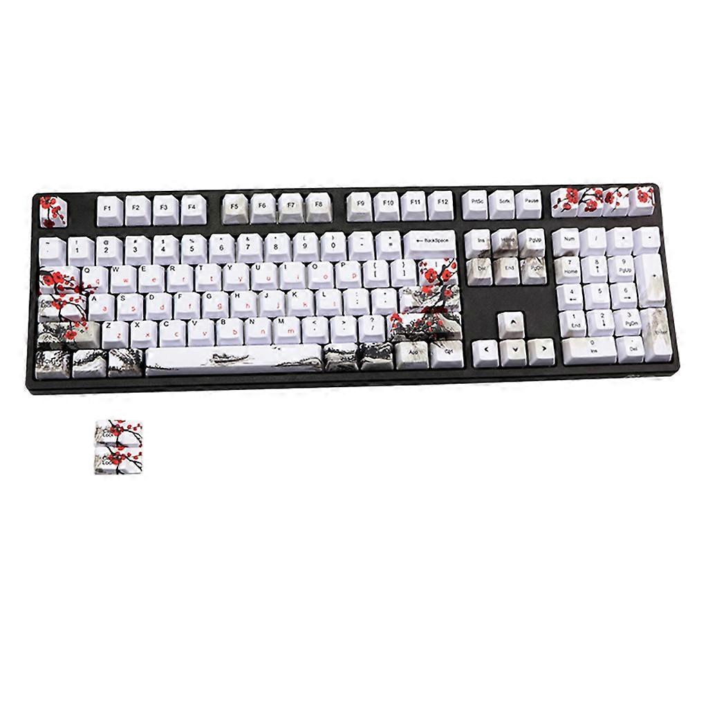 Plum Blossom Russian Keycaps PBT Sublimation Mechanical Keyboard Keycap 110 Keys