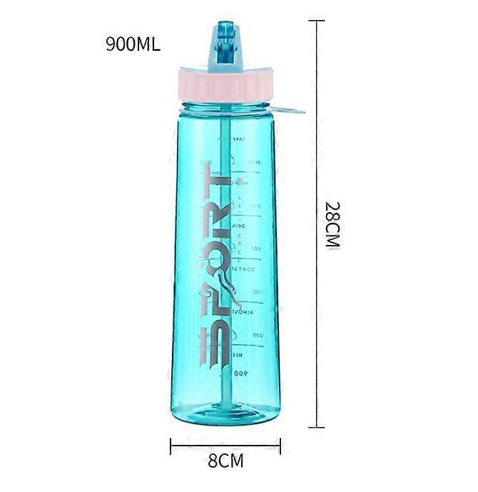 Gourde Sport 1 Litre Sans BPA - Avec Indicateur De Temps Et Paille, étanche, Bleu-vert - 8