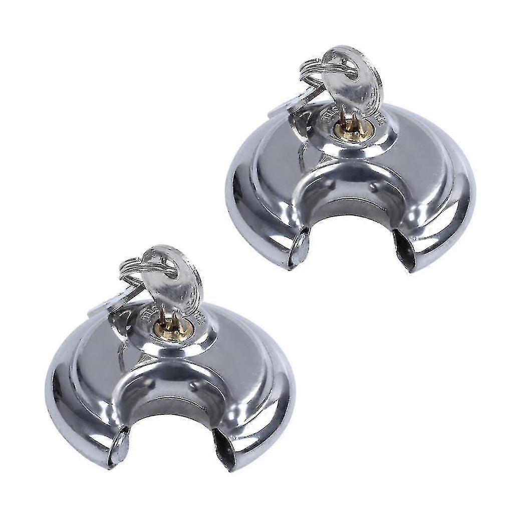 2x Padlocks Heavy Duty 70mm Round Circular Disc Padlock With 2 Keys