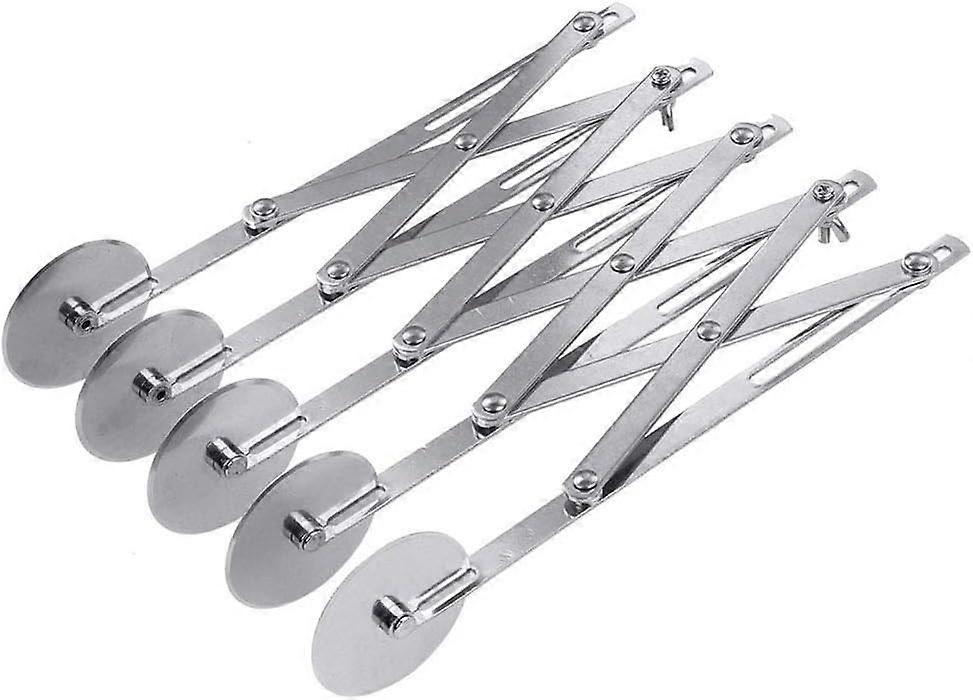 5 hjul konditor, rustfritt stål teleskopisk pizza slicer, multihjulskutter, deigdeler