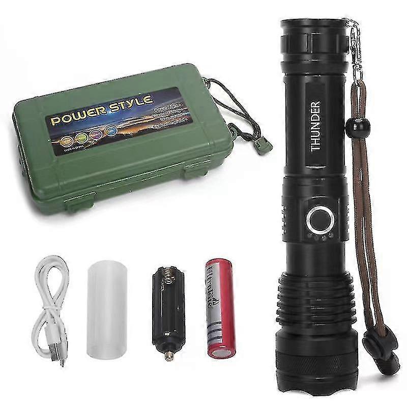 xjSuper Bright 90000lm Led Tactical Flashlight With Rechargeable Battery Zoomable