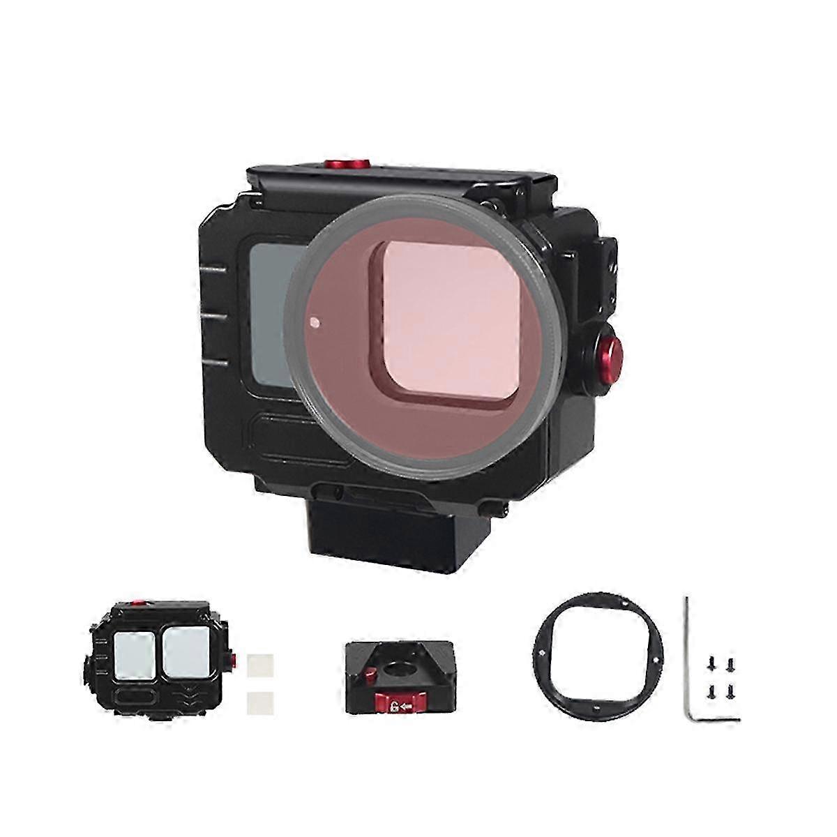 Gopro12/11/10アルミニウム水中ディープダイビングハウジング保護ケース用80m防水ケース、52mmフィルターマウントB付き