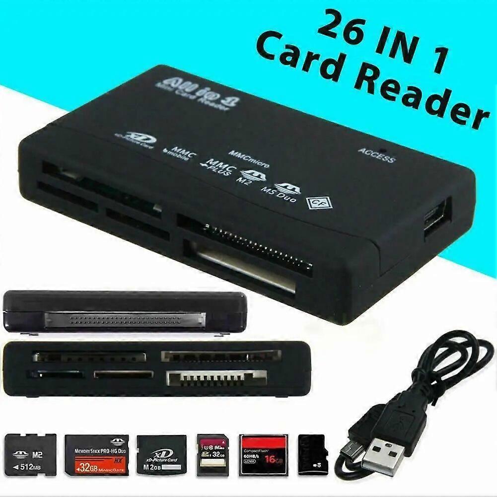 26 In 1 Card Reader USB 2.0 Card Reader Adapter Support TF CF SD MMC MS XD Mini Memory Cardreader for PC Laptop Computer