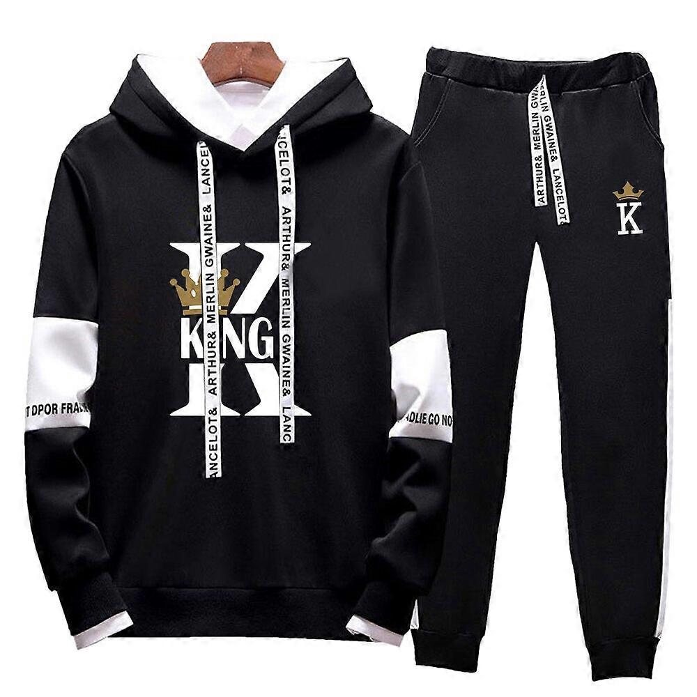 KING QUEEN Estampado Pareja Sudadera Conjunto de pantalones de
