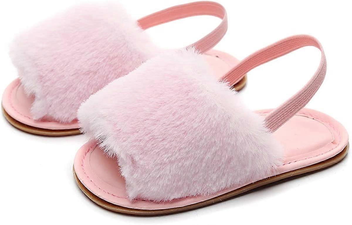 Kids Girls Faux Fur Slides Summer Baby Girls Sandals Faux Fur