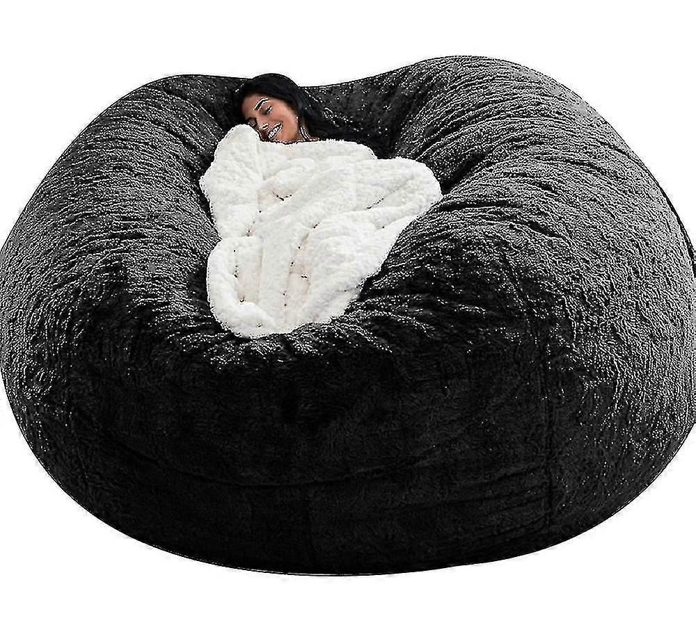 Lazy Sofa Zitzak Kunstbont Zitzak Bonenbank-150cm*75cm-zwart