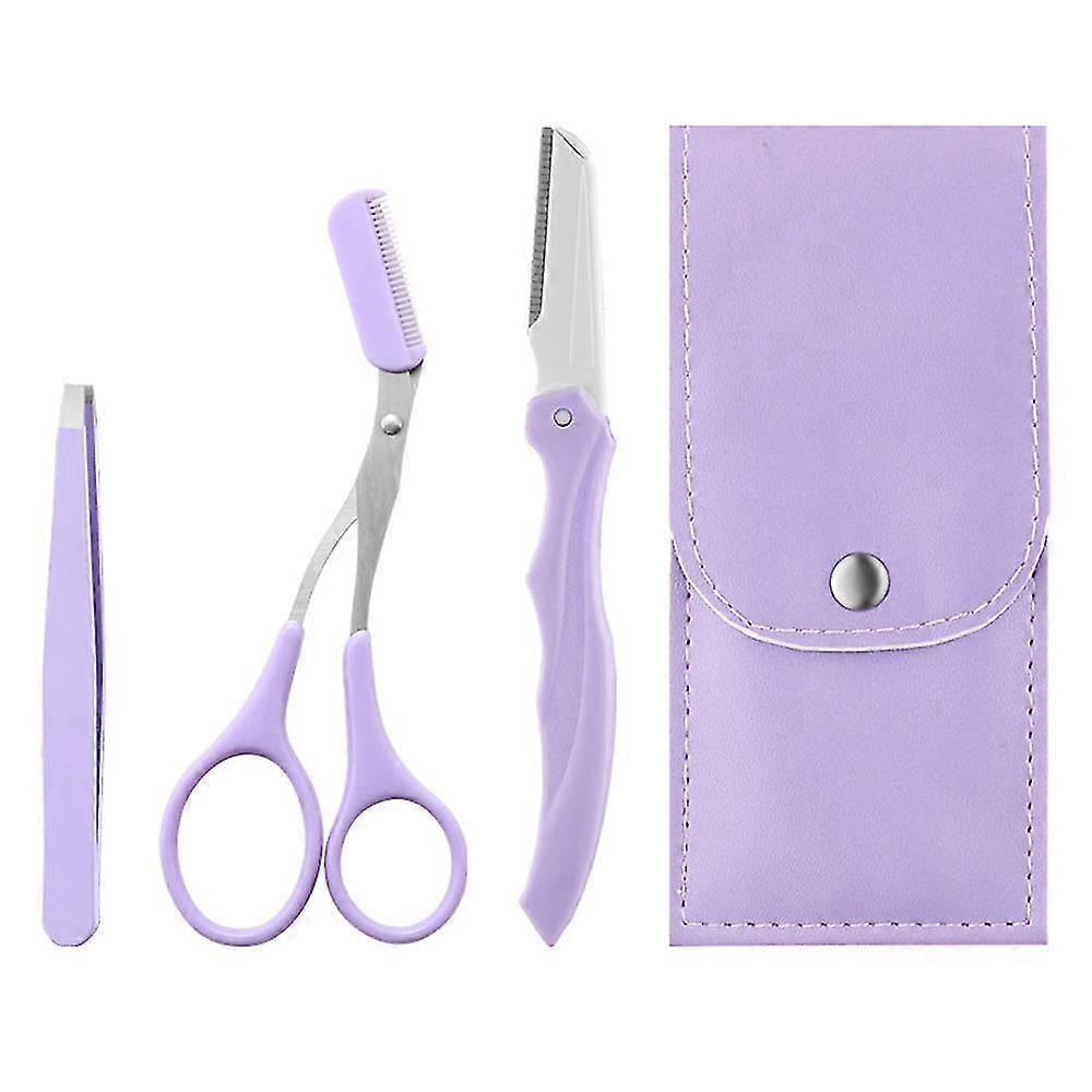3-in-1 Eyebrow Scissors Kitscissors Set For Women's Eyebrow Combing Multifunctional Exfoliating Beauty Tool.