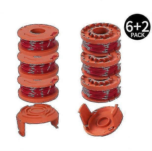6 Pack Line Spool With 2 Covers For Worx Lawn Mower Accessory Wa0010 Replacement Spool