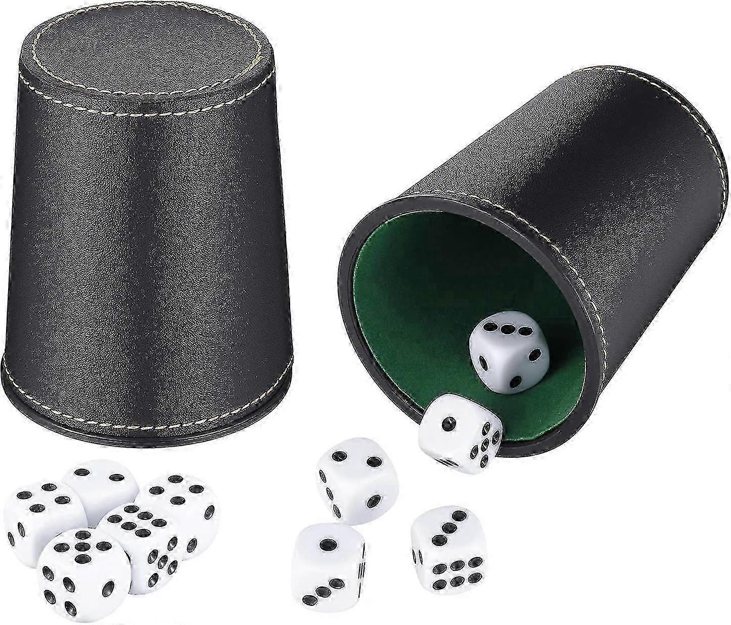 Leather Dice Cup Set, Leatherette Dice Cup Shaker With 10 Dot Dices For For Playing Games Party Toy Gifts2pcs)