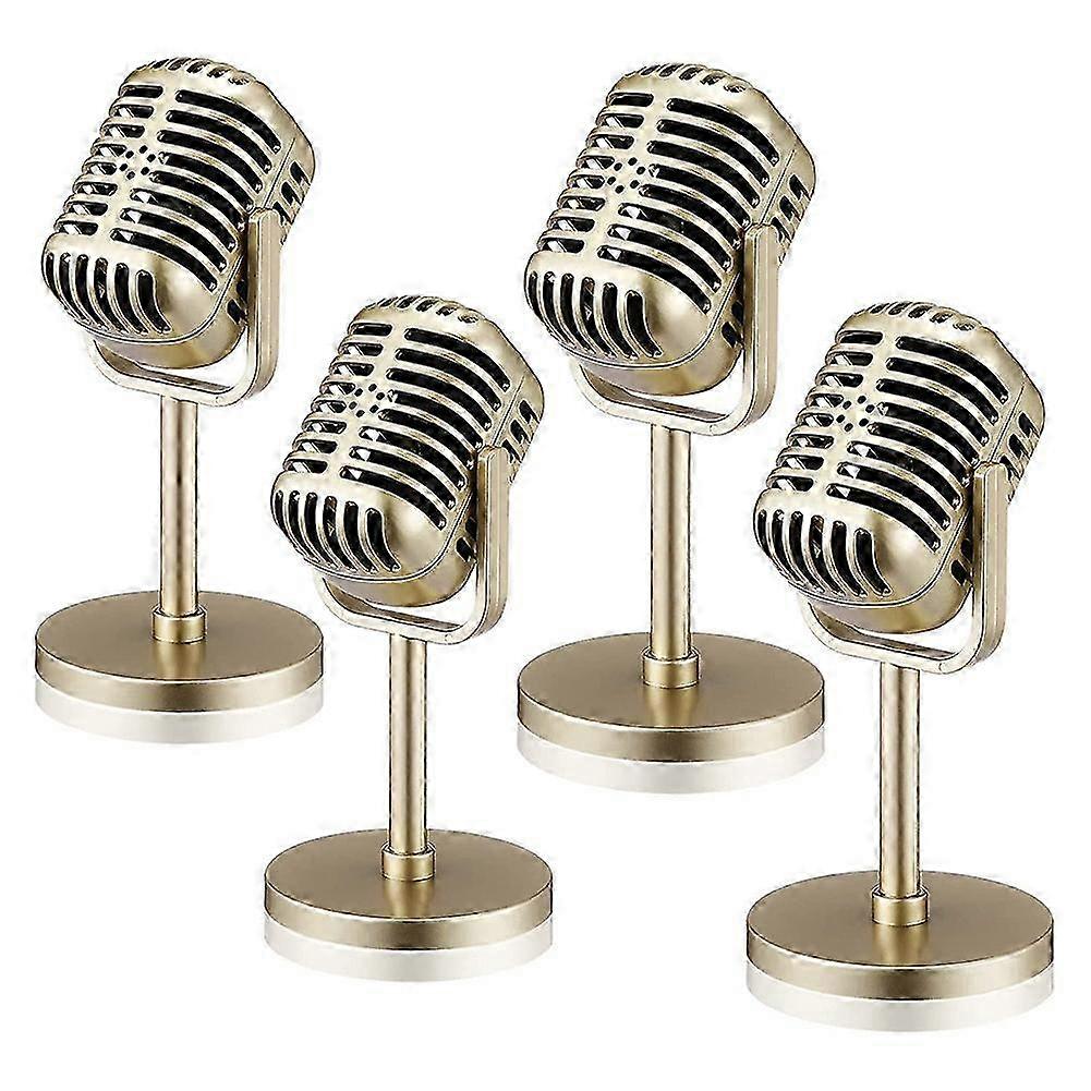 4Pcs Retro Microphone Props Model Vintage Microphone Antique Microphone Toy Microphone Stage Table