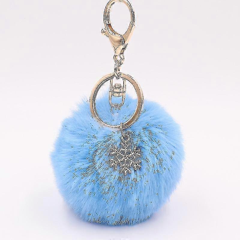Faux Plush Pom Pom Keychain Snowflake Christmas Pom Pendant Bag Keychain