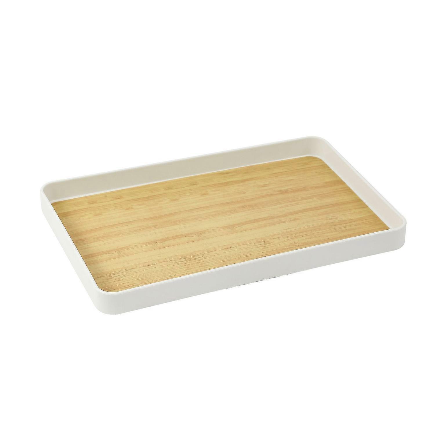 Wood Pattern Tea Cup Tray Modern Anti-slip Rectangle Heavy Duty PP Multi-functional Fruit Serving