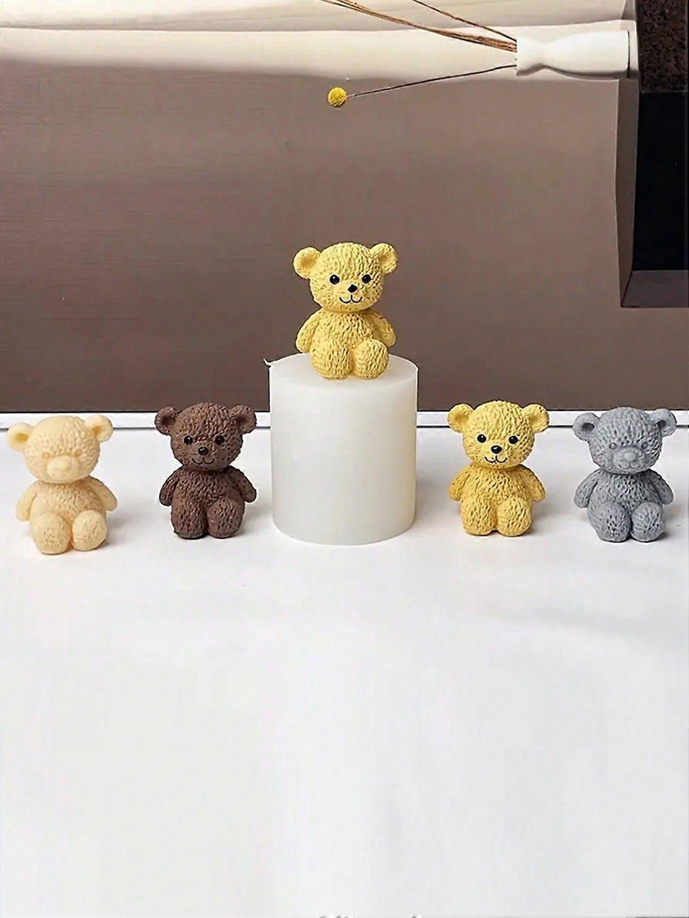 1 قطعة 3D لطيف دمية دب سيليكون العفن، التريكو أفخم الدب شمعة العفن، الراتنج الحرف ديكور البند