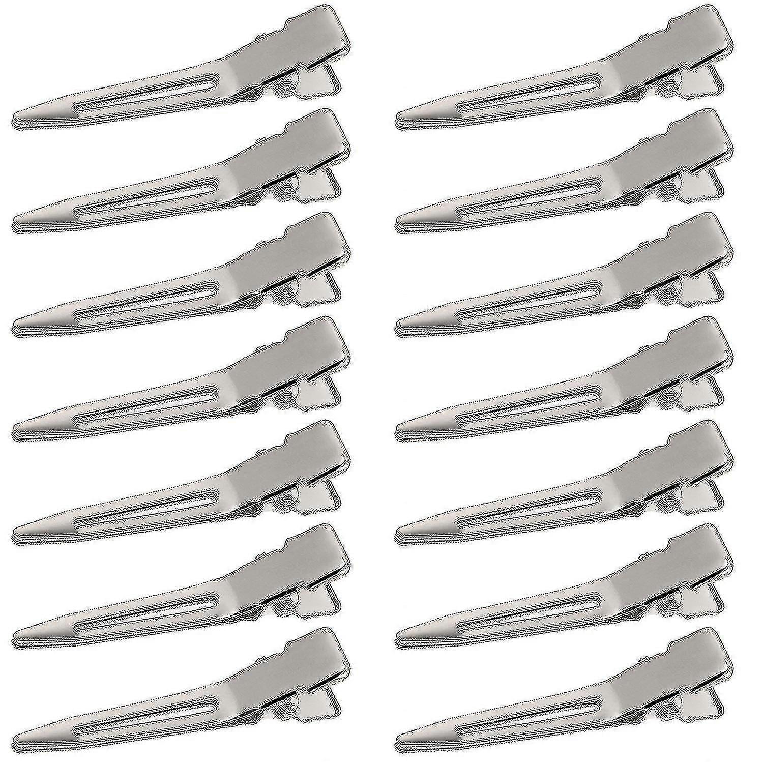 50パック1.75インチ恐怖のためのシングルプロングカールメタルヘアクリップ ロッククリップヘアアリゲータークリップシルバーセクションクリップメタルワニ口クリップヘアピン