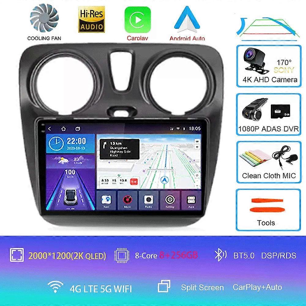 ルノー、ドッカー、ロジー、ダチア、2012-2020、ラジオ、マルチメディアプレーヤー、Android、オート、カープレイ、ヘッドユニット、ナビゲーション、GPSのAndroid 14車