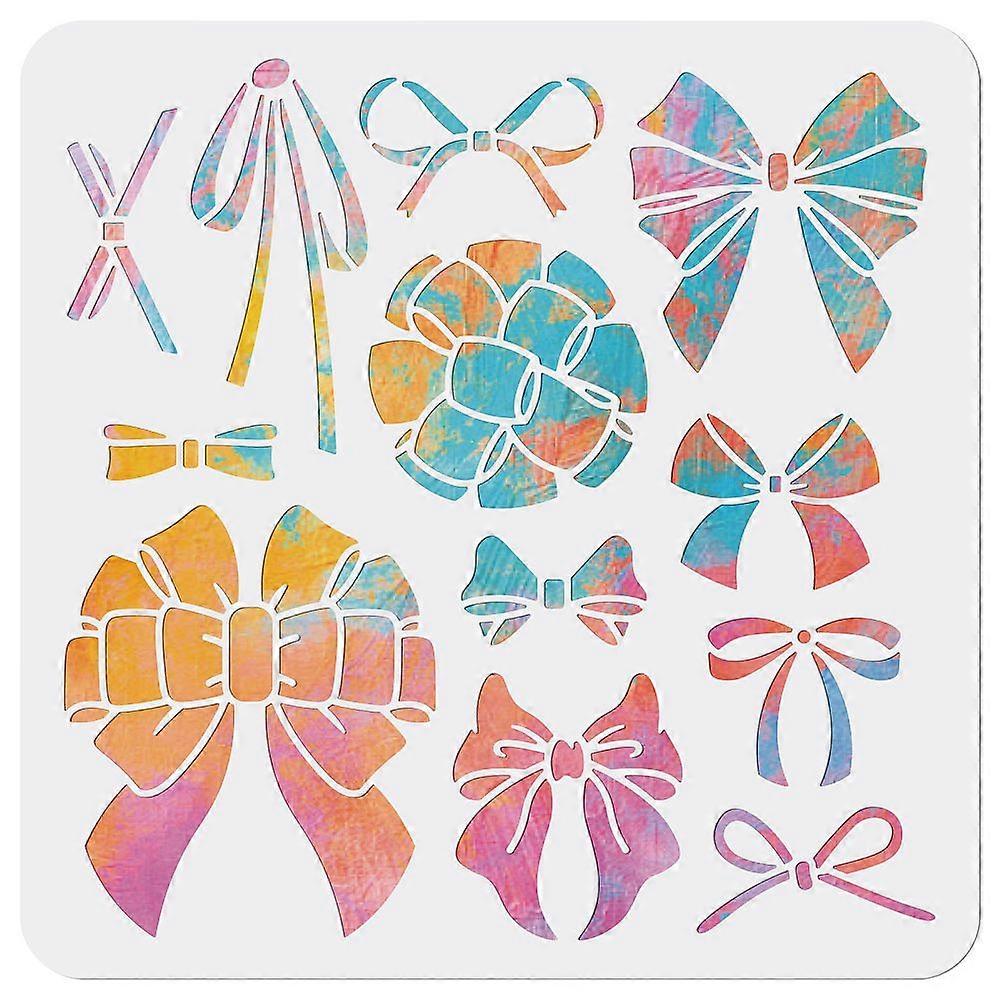 DIYスクラップブックフォトアルバム蝶結びパターン300x300mmのための1pcペット中空描画絵画ステンシル