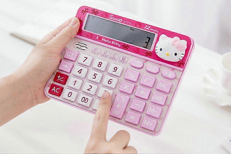 Adorable Creative 12 Digits Cartoon Cat Shape LCD Display Desktop Calculator with Big Screen
