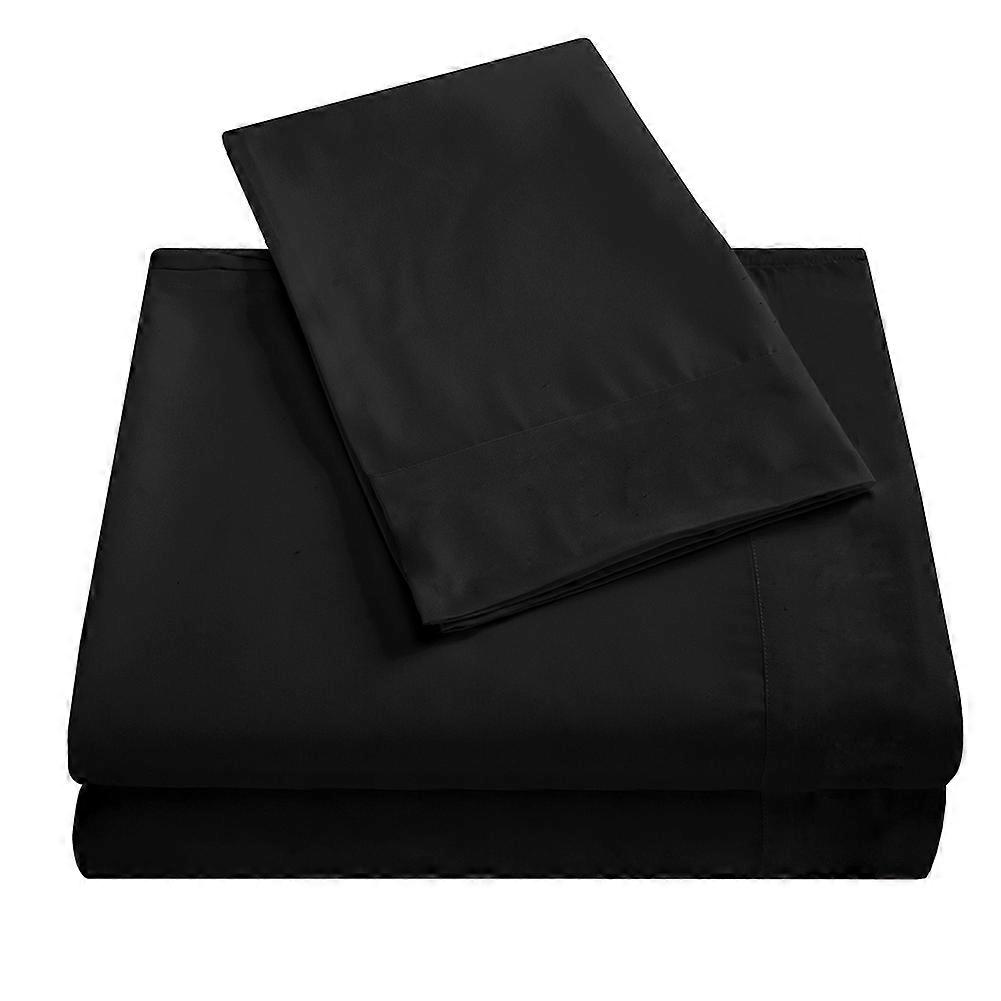 Soft Bed Sheets Set Bedspread Deep Pocket High Quality Bedding Set Black TWIN Size 3Pcs