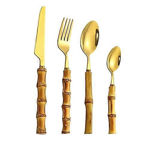4 Piece Silverware Set Handcrafted Natural Flatware Cutlery