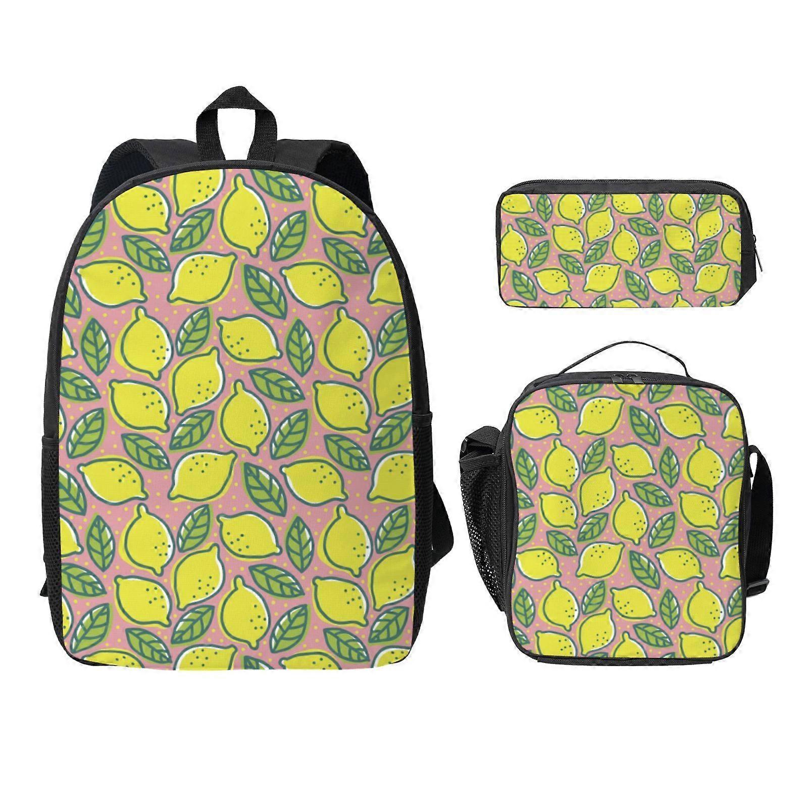 תיק אוכל לימון עם קלמר סט של 3 חלקים וכיס רשת 02