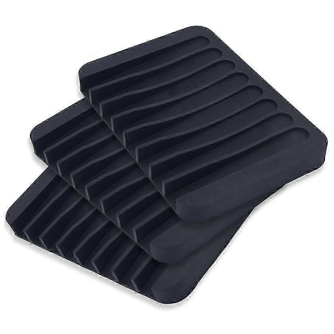Silicone Shower Soap Dish Set, Soap Saver Holder, Rectangle Concave Black