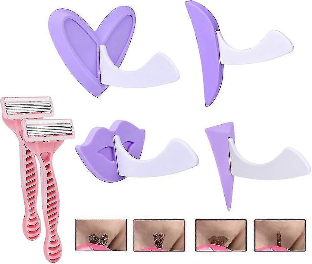 Portable Bikini Tondeuse Femmes Épilation Rasage Pochoir Privé Forme Secret Intime Outils Kit, Styles De 4 (Violet)_SSDLV_SJJYV